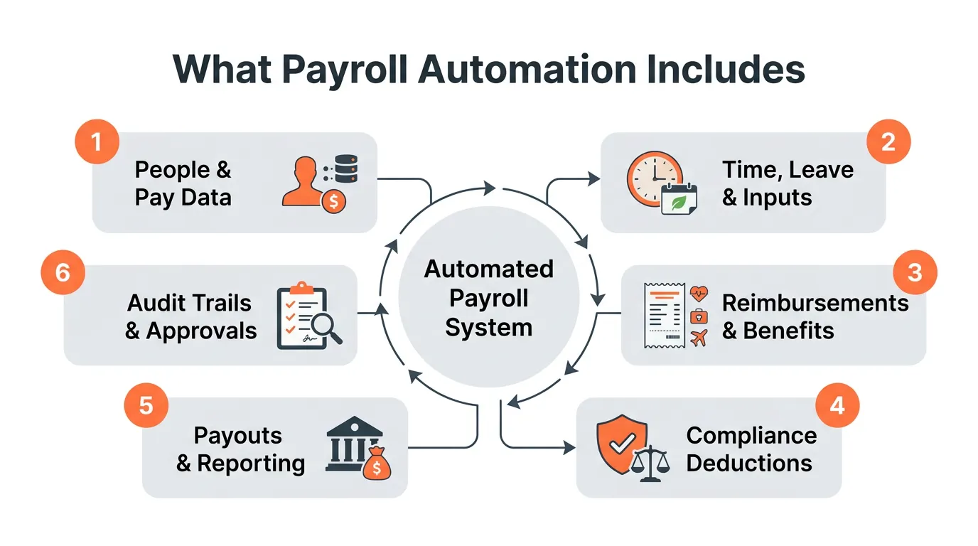 What does payroll automation include?