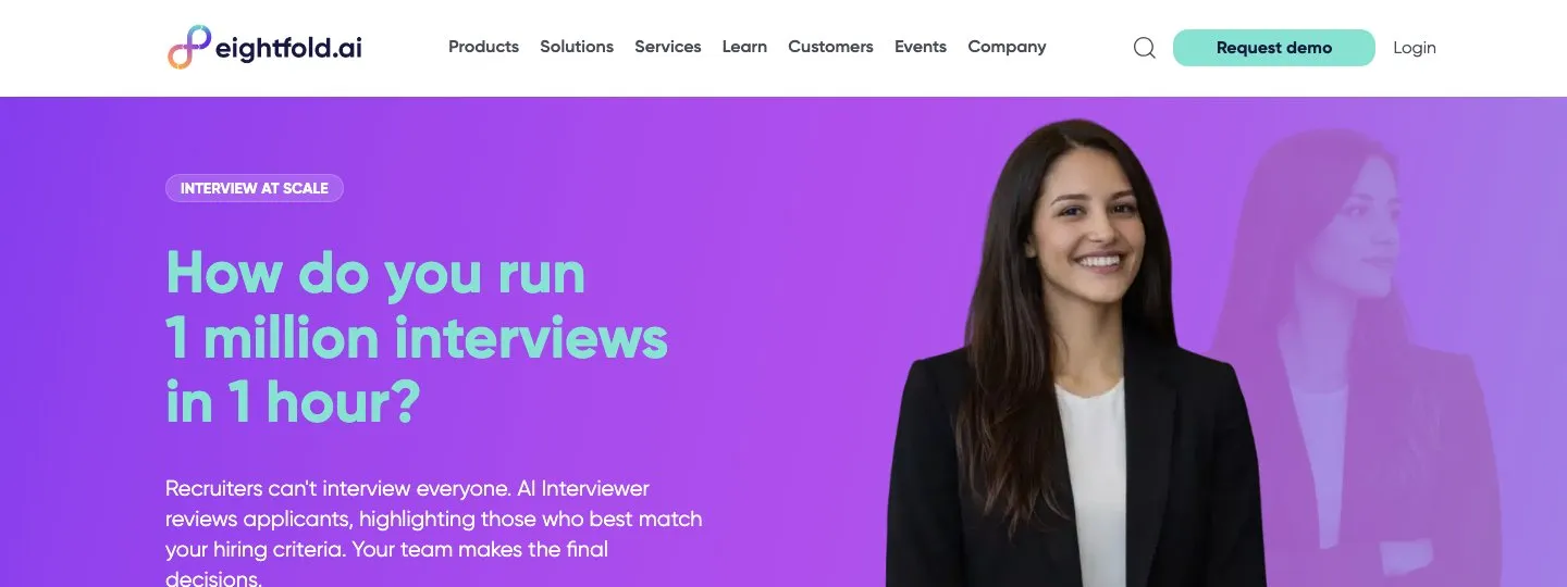 Eightfold AI homepage showing its enterprise talent intelligence platform