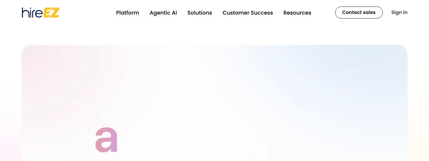 hireEZ homepage showing its AI-powered outbound recruiting platform